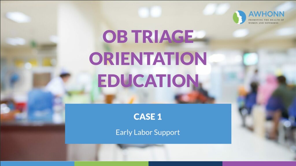 Screenshot of OB Triage Orientation Education Program Case 1 Early Labor Support